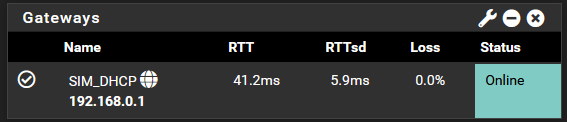 Gateways operativos tras la desconexión en pfSense