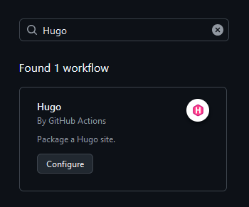 Búsqueda plantilla hugo workflow github